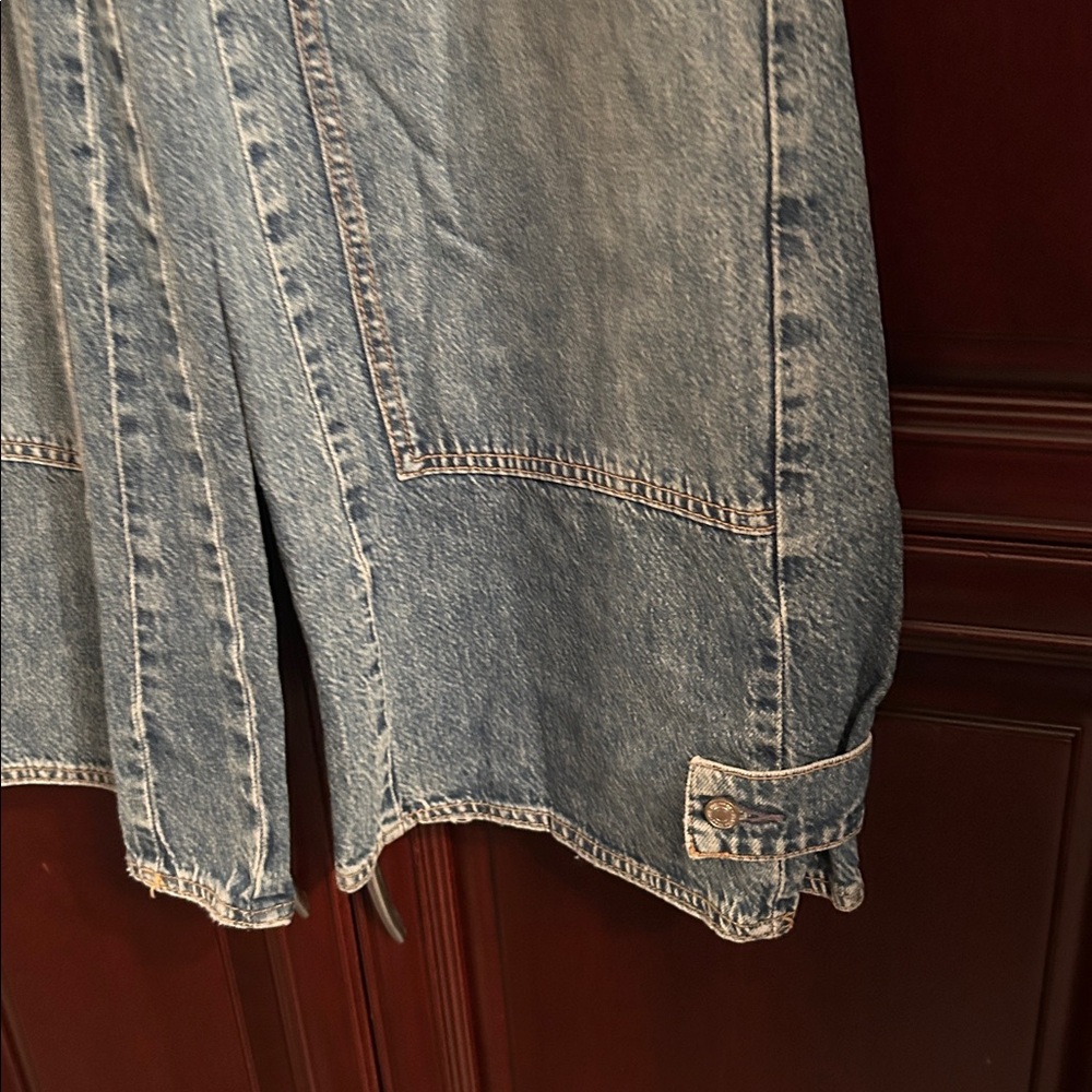Free People Light Wash Wide Leg Patchwork Jeans - Picture 6 of 9